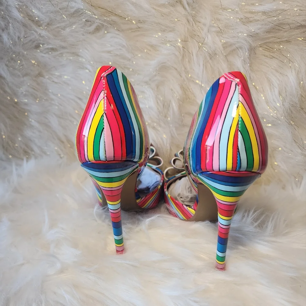 Betsey Johnson Prince-P Bright Multicolor Bow Pumps - Picture 7 of 9